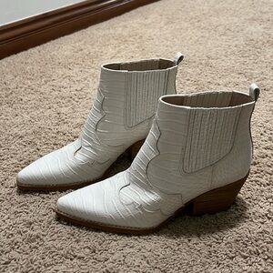 Sam Edelman White Croc Booties, Size 8